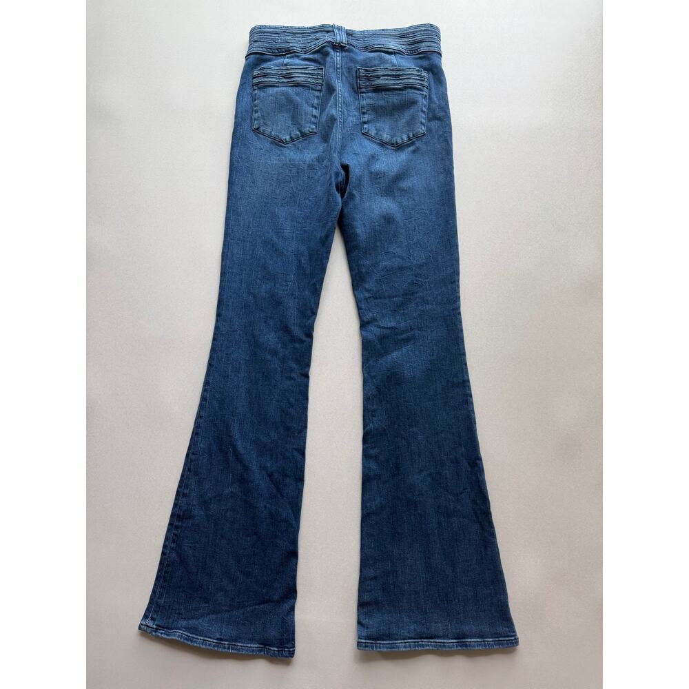 Frame Women's Medium Wash Blue Le High Flare Ruched Waistband Jeans Size 29 - Picture 6 of 13